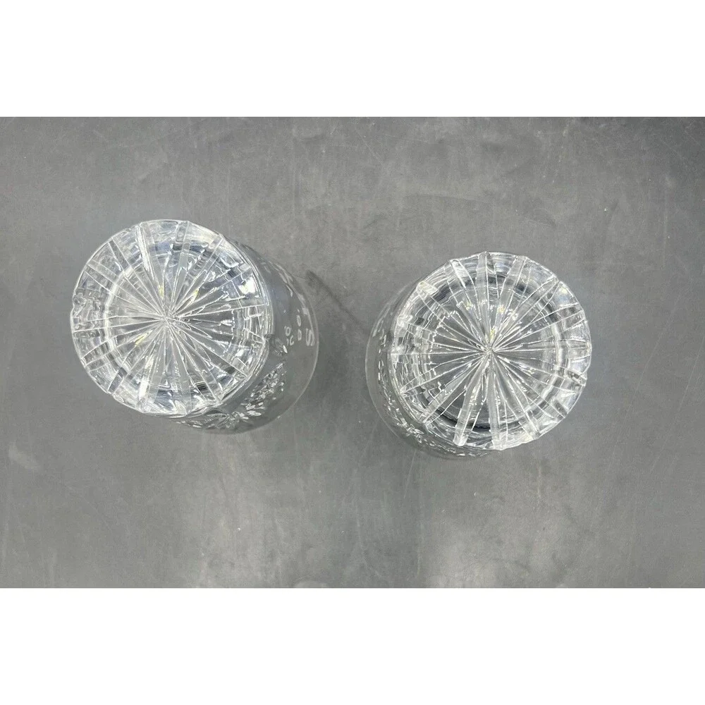 Set of 2 Cut Crystal Whiskey Tumblers RHS USA 98 Etched Double Old Fashioned